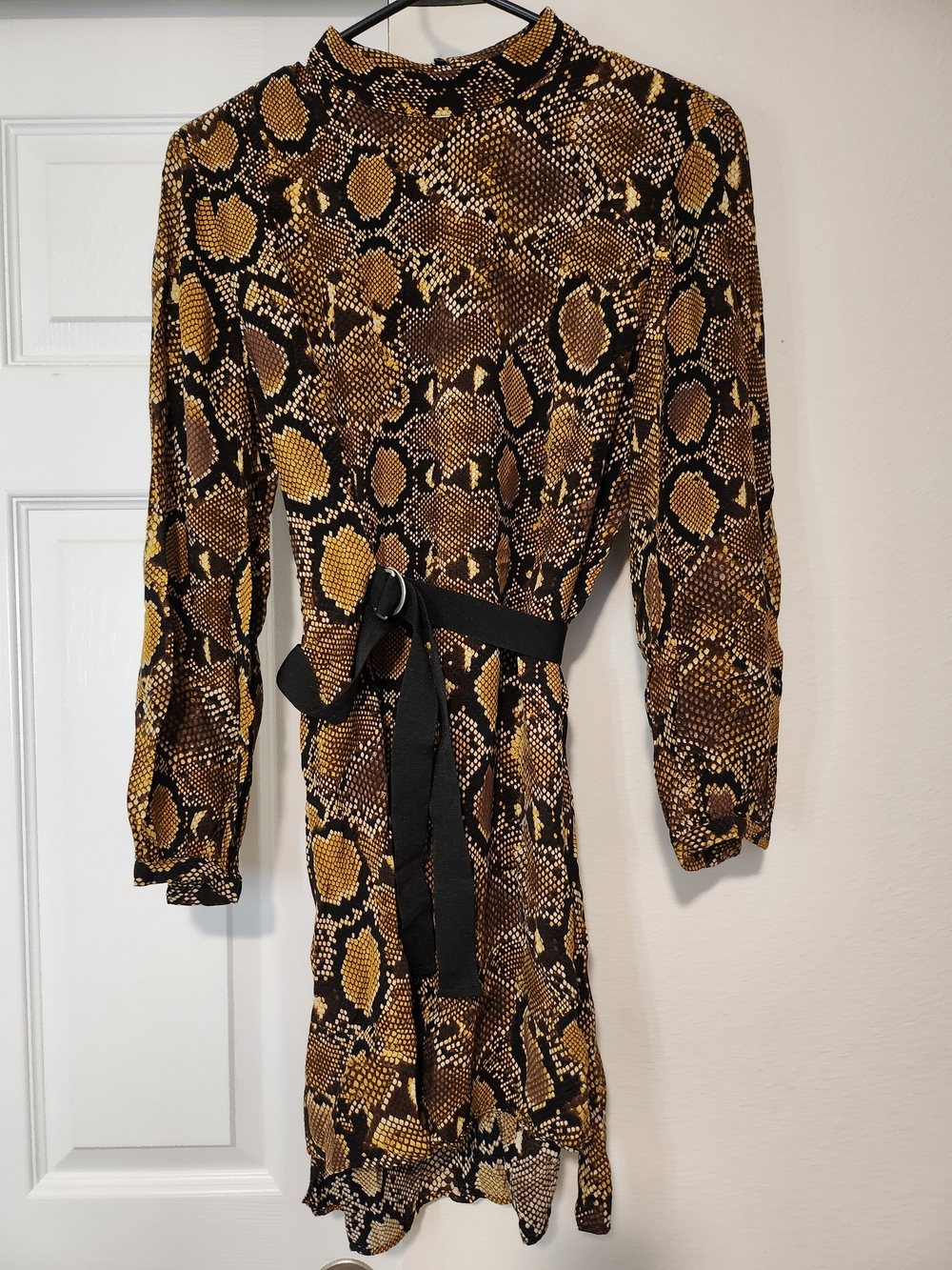 Zara Brown and Black Snakeskin-Print Mini Dress
